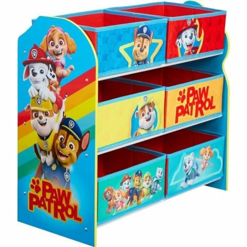PAW PATROL - Regal zur Spielzeugaufbewahrung mit sechs Kisten für Kinder, 63,5 cm (B) x 60 cm (H) x 30 cm (T)