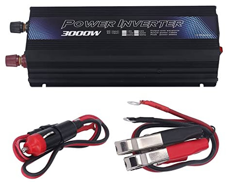 fansheng Inversor 3000W, 12V A 110V 12V A 220V AC Inversor Coche, Inversor Onda Sinusoidal con Puerto USB Y Ventilador, Transformador de Corriente para Ordenador Portátil, CáMara, Teléfono (Negro)