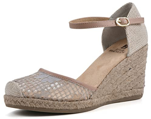 WHITE MOUNTAIN Mamba Sandales espadrilles compensées pour femme, rose poudré/maille/tissu, pointure 9,5 W, blush/maille/tissu, 39.5 EU