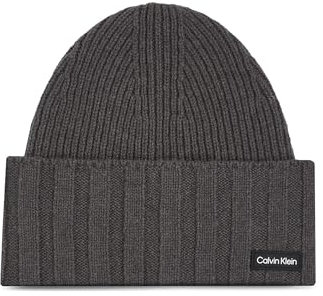 Calvin Klein Herren Elevated Rib Beanie Strickmütze, anthrazit, Einheitsgröße