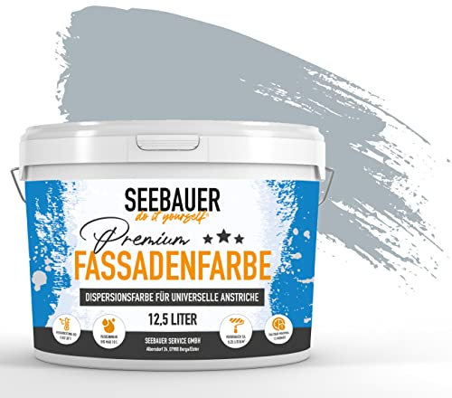 SEEBAUER diy® | Premium-Fassadenfarbe für Außen | Universelle Fassadenfarbe Grau | Gute Deckkraft und Farbintensität | Verschiedene Trendfarben (5,0 Liter, No. 215 Sierra Nevada)