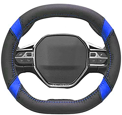 Mayco Bell Lenkradbezug aus Mikrofaser-Leder, passend für Peugeot 3008 4008 5008 2016–2019 508 208 2019 e-208 (schwarz blau)