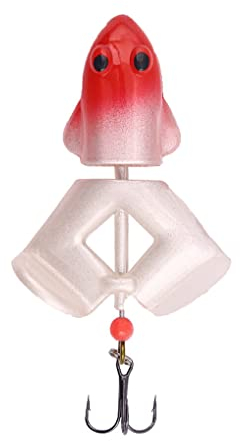 BEALIFE Small Frog Shape Sinking Für Wobbler Leichter Angelweicher Wasserdichter tragbarer Kunstköder Swimbaits 3 Haken, Rot Weiss