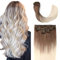 Sindra Echthaar Extensions Clip in Human Hair 35cm 100g 6pcs Clip in Extensions Echthaar Ombre Ash Braun bis Platinblonde Haarverlängerung Natürliche Glatt C#8T60 14 Zoll