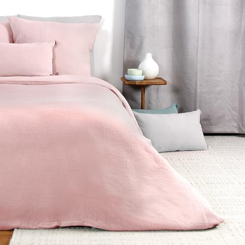 Parure de lit 140x200 cm Double Gaze de Coton GAZGAZ Rose 2 pièces