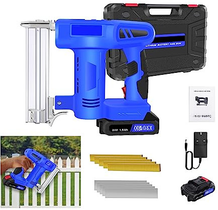 Cordless Nail Gun Quick Hit 2-in-1 Nailer Stapler Gun, Rechargeable Nailer with 1.5Ah Battery, Firing Speeding(max.80pcs/MIN), for Wood Working, Upholstery Installation, Picture Framing