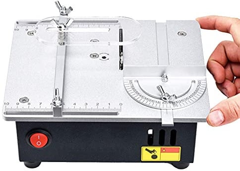 BrolEo Multifunctional Table Saw,Mini Cutting Table,Saw Blade Can Raised Lowered with Angle Guide for DIY Model Making, Wood, Small Metal Cutting