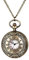 JewelryWe Taschenuhr Herren Römische Ziffern - Bronze Vintage 12/24H Römische Zahlen Kettenuhr Analog Quarz Uhr Anhänger mit Halskette Kette Pocket Watch Geschenk für Männer
