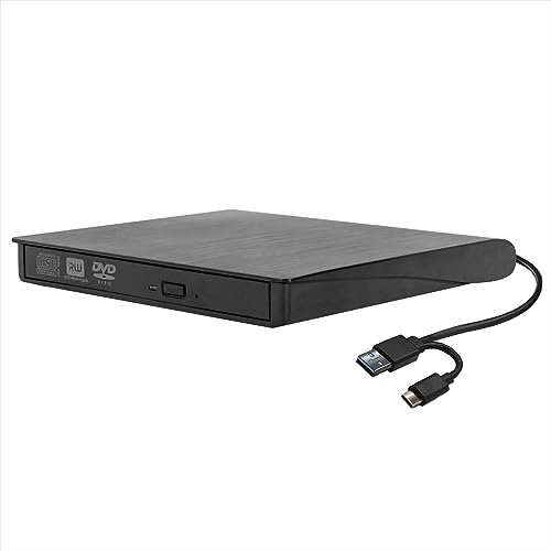 Nuwo Masterizzatore Slim DVD CD Esterno USB 3.0 e Type-C, Unità DVD CD Esterna DVD/CD Drive DVD-R CD-RW, Lettore Portatile per PC Desktop Laptop Notebook Win/Linux/Mac (8x DVD-ROM, 24x CD-ROM)
