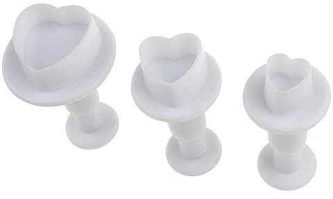 3 Teiliges Fondant Ausstecher - Herzform Stempel Modellierwerkzeug für Torten Deko und Tonhandwerk, Fondant Werkzeuge