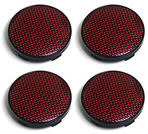 PTDecals 4X 60mm Nabendeckel Radnabenkappen Felgen mit Kohlefaser-Muster Raster-Aufkleber Aufkleber für Fahrzeug Auto Universal Radnabenabdeckung Abdeckungen (SCHWARZ ROT)