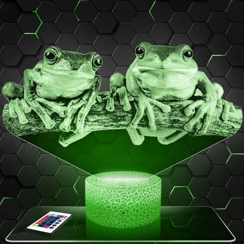 Lampephoto.fr - Frosch Paar 3D Lampe, Touch Nachtlicht, Deko Tier Kröte, Geschenkidee Mann Frau objekt Frosch Paar Nachtlicht Erwachsene deko Zimmer, 3D Led Illusion