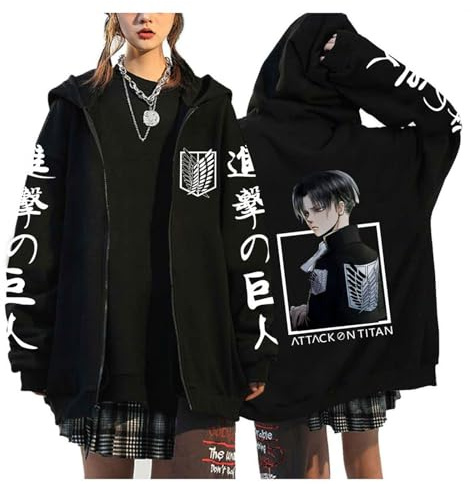 zhedu Zip Up Hoodie AOT Zipper Langarm Hoodie Damen Herren AOT Grafik Übergroß Casual Y2K Streetwear