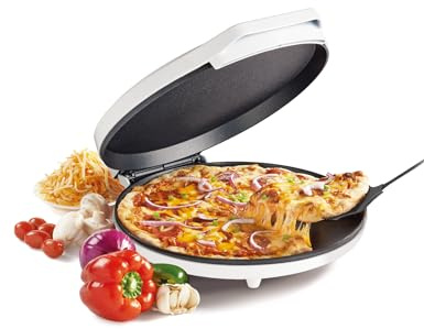 Betty Crocker Pizza Maker Plus, 12 Indoor Electric Grill, Nonstick Griddle Pan for Pizzas, Quesadillas, Tortillas, Nachos and more, 12 Electric Griddle for Delicious Meals and Snacks, White