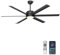 Ohniyou Deckenventilator mit Licht, industrieller Deckenventilator, 152,4 cm (60 Zoll), mit Fernbedienung und App, dimmbar, Gleichstrommotor, großer Deckenventilator für Terrasse, Wohnzimmer, Schwarz