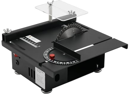 HINOPY Mini Scie Circulaire de Table, 200 W, Multifonctionnelle, Portable, Précision, Pour Bricolage, 7 Vitesses, Vitesse Règlable, Scie Électrique Précise, Pour L'Artisanat