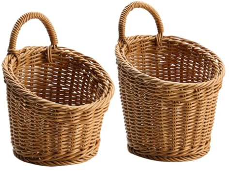 RORPOIR 2Pièces Panier de Rangement Tressé Suspendu Décoratif pour Ail et Gingembre Organisateur de Cuisine Osier pour Mur Idéal pour Économiser de Espace