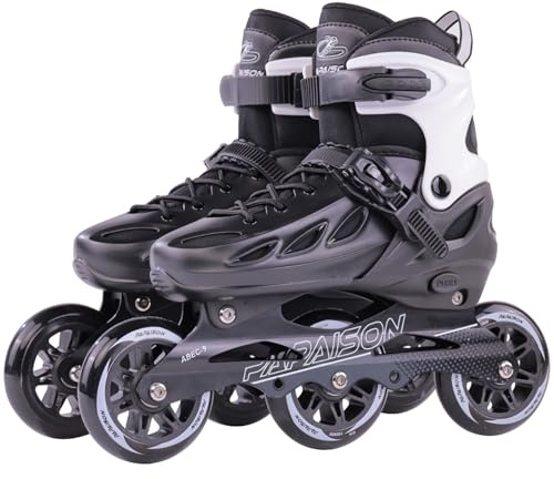 PAPAISON Adult Adjustable Inline Skates for Men Women with 3 100mm Wheels, Outdoor Blades Female Male Fitness Speed Racing Skates, Roller Skates for Teens Boys Girls