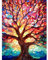 Pujeknm Malen Nach Zahlen Erwachsene Baum-DIY Buntes Glas Handgemalt Ölgemälde Kit für Anfänger,Mit 3-Pinseln und Acrylfarbe Handgemalt öLgemäLde Kit Als Geschenk 30x40cm(Rahmenlos)