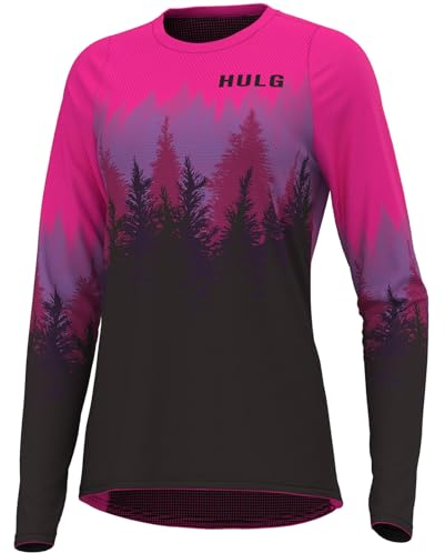 HULG Fahrradtrikot Damen,Fahrradtrikot,Damen-Mountainbike-Trikot,langärmelig,Offroad-Fahrrad, Atmungsaktiv,feuchtigkeitsableitend (M,Style-04)