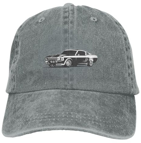 Kyliele Silhouette Auto-Baseballkappe für Herren und Damen, verstellbare Denim-Hut, Papa-Hut, grau, One size