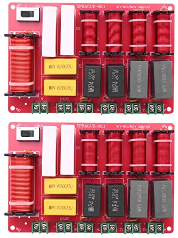 Oikabio 2 x 300 W 5-Wege-Lautsprecher, Audio-Frequenzteiler, 2 Hochtöner, 2 mittlere + 1 -Lautsprecher, Frequenzweiche für Heim-Audiosystem