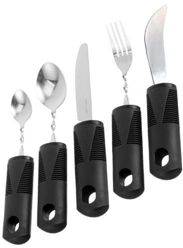 Beaupretty 1juego Cubiertos Adaptativos Para Ancianos y Discapacidad De Mango Antideslizante y Diseño Ergonómico Utensilios De Comida Portátiles y Flexibles Herramientas De Ayuda Para