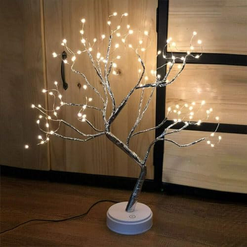 Luci ad albero, 108 luci a LED, albero di betulla, pre-illuminato, funzionamento USB e a batteria, interruttore touch migliorato, filo di rame per la decorazione di interni