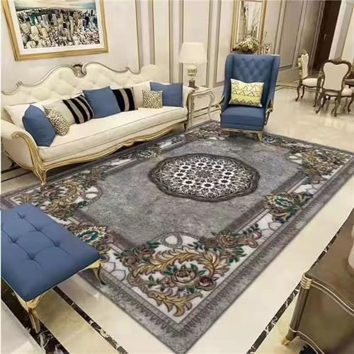 AU-OZNER Teppich Wohnzimmer rund Grauer Teppich, Yoga-Küchenteppich, einfach zu verlegengünstig Teppich,grau,40x60cm