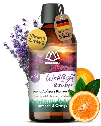 NORDHOLZ® Saunaaufguss [54 Sorten 15ml, 100ml, 250ml] - Sauna Aufgussmittel für intensive & erholsame - Sauna Zubehör (#54 Wohlfühlzauber, 100ml)
