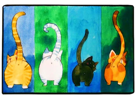 NXPWRC 1 Piece Cat Door Mat, Outdoor Door Mat, Fun Floor Mat, Entrance Rug