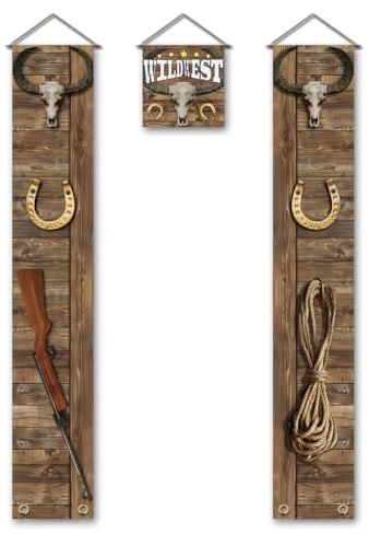 SUPERDANT West Cowboy Dekorationen Wild West Willkommens Türbanner Party Dekoration Set Cowboy Veranda Schild Willkommen Cowboy Banner Hängende Dekoration Für Western Cowboy Party Tür