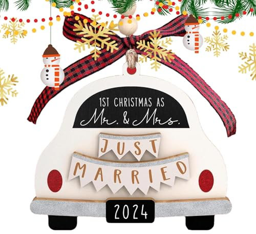 Unser erstes verheiratetes Weihnachts-Ornament, erstes verheiratetes Weihnachts-Ornament - Heirats-Hochzeits-Andenken,Hochzeitsauto-Ornament, Auto-Hochzeits-Weihnachtsbaumschmuck, stilvolle Weihnachts