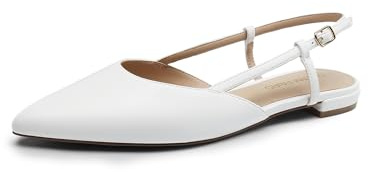 DREAM PAIRS Women's Low Heel Dress Party Ballet Flats,White-Pu,6
