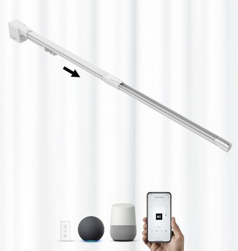 ACRIMO Kit Schienensystem für Elektrische Vorhänge, Motorisiert, Breite 1-1,6 Meter, Seitliche Vorhangöffnung, Motor WiFi und Fernbedienung, Kompatibel mit Google Home, Alexa und Tuya Smart App.