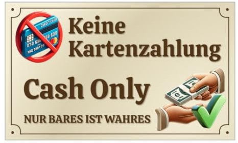 Schild Keine Kartenzahlung mit Klebepads 25x15cm Alu/Dipond für Geschäfte keine EC & Kreditkarte Barzahlung Hinweisschild Cash only