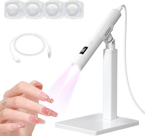 Mini Lampada UV LED Unghie,Lampada UV per Unghie Gel Portatile con Staffa e 4 Testine in Silicone,USB Ricaricabile e Portatile,Lampada UV Unghie Piccola 3W,per unghie Gel Sciugatura Rapida