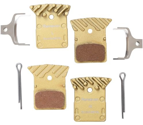 Lot de 2 paires de plaquettes de frein de vélo avec ailettes de refroidissement pour Shimano 105 / GRX/SLX M7100 / XTR M9100 / DEORE XT M8100 / DURA-ACE/ULTEGRA/TIAGRA/METREA, 2 paires (métal)