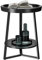 HOME BI Round End Table with Storage Shelf, 2 Tier Farmhouse Circle Side Table Nightstand for Living Room, Bedroom,Black Wood Grain