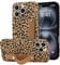 LAOPONUT for iPhone 14 Pro Case with Wrist Strap, Cheetah Leopard Tortoise Shell Print Shockproof Soft TPU Protective Case Women Girls, Slim Anti Scratch Cover for iPhone 14 Pro 6.1 Inch,Khaki