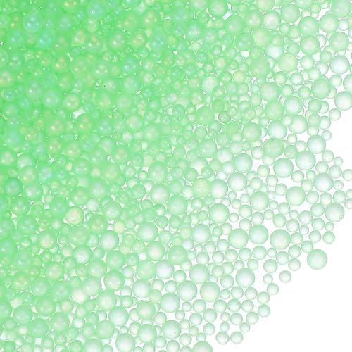 PATIKIL 1-3mm Mini Glass Bubble Beads 200g Tiny Iridescent Beads No Hole Water Droplet Balls for DIY Crafting Nail Art Resin Filler, Green