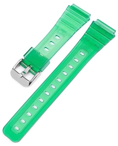 KAXSFE Armband kompatibel mit Casio F-91W/F84/F105/108 A-158/168 AE-1200/1300, transparent, bunt, Silikon, TPU, Uhrenarmband, Zubehör, 18 mm(Green 01)
