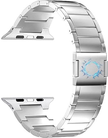 MaKTech Cinturino in Titanio per Apple Watch - Cinghia Metallico con Chiusura Magnetica,Braccialetto per iWatch Serie 11/10/9/8/7,Ultra 3/2/1,SE 3/2/1 [2025] (46mm/45mm/44/49mm,Argento)