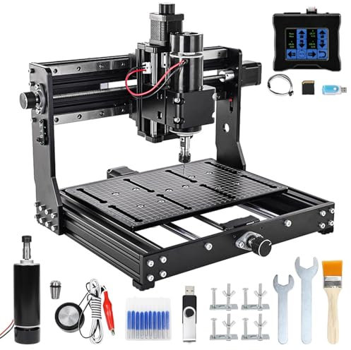 Router CNC da tavolo per intaglio di metallo e legno, incisione e fresatura, ideale per la lavorazione del legno e il taglio acrilico, include interruttori di fine corsa e controller