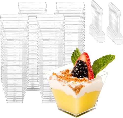 Dessertbecher, 50 Stück 4oz/120ml Desserttasse Mini Dessertschalen Wiederverwendbar für Mousse,Pudding,Eiscreme,Dessert Party,Picknick,Weihnachtsfeier