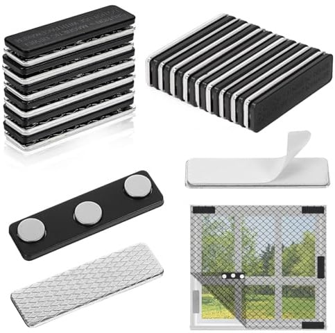 16 Paar Fliegengitter Clips, 45mm x 13mm Magnetisch Magnethalterung Fliegengitter, Selbstklebende Fensterclip, für Türfliegen, Vorhänge, Türvorhänge Fliegennetz (Schwarz)