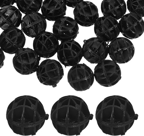 POPETPOP 40 Stück Aquarium Filterbälle mit Watte 26mm Biologisches Filtermaterial für Teichfilter und Außenfilter Formstabil und Sauerstofffördernd