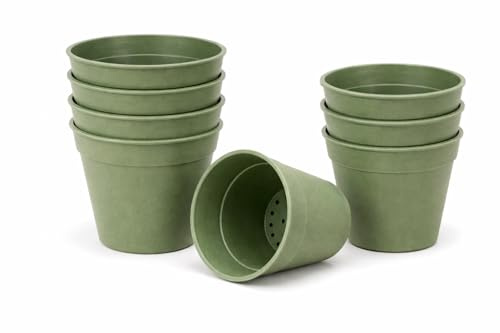 Muddy Hands Pack of 8 Bamboo Fibre 8cm Seedling Pots – Eco-Friendly Natural Green Plant Pots for Seeds, Herbs & Flowers – Durable, Lightweight & Biodegradable Garden Pots for Indoor & Outdoor Growing
