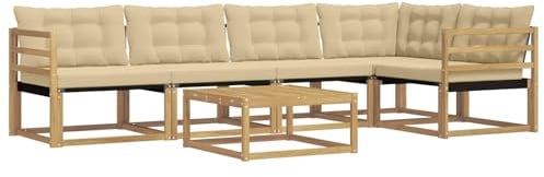 vidaXL Outdoor-Sofagarnitur 6 pcs Weiß und Beige 79 x 79 x 37 cm, Garten-Sofa, modernes Outdoor-Sofa, langlebige Terrasse, Chill-Lounge, stilvolle Komfort-Einheit zum Entspannen