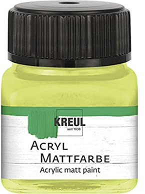 KREUL 75240 - Acryl Mattfarbe, lemon im 20 ml Glas, cremig deckende, schnelltrocknende Farbe auf Wasserbasis, für viele verschiedene Untergründe geeignet